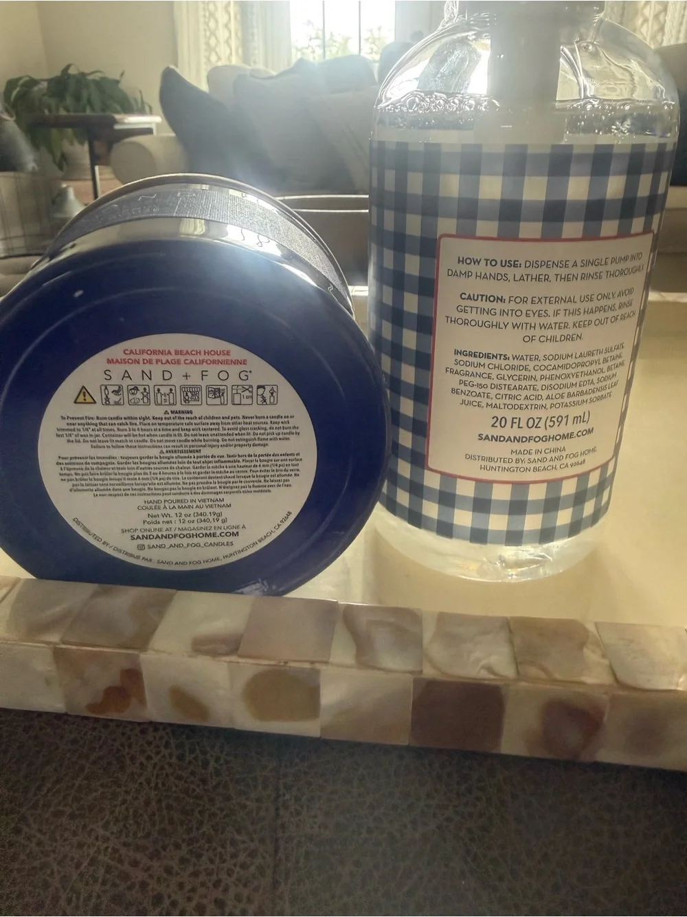 Sand & Fog- California Waves Hand Soap & California Beach House Candle -LARGE